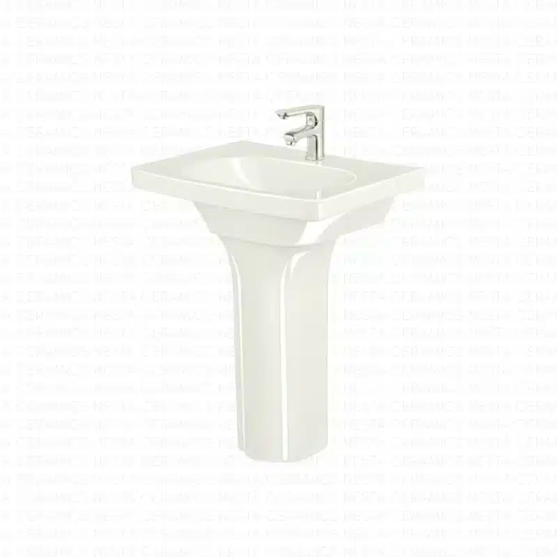 washbasin with a flared architectural pedestal.