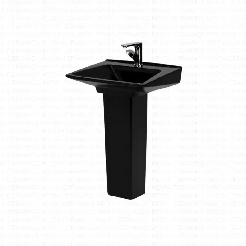 Tapered 22-inch rectangular basin with steep interior walls and a matching square-profile base.