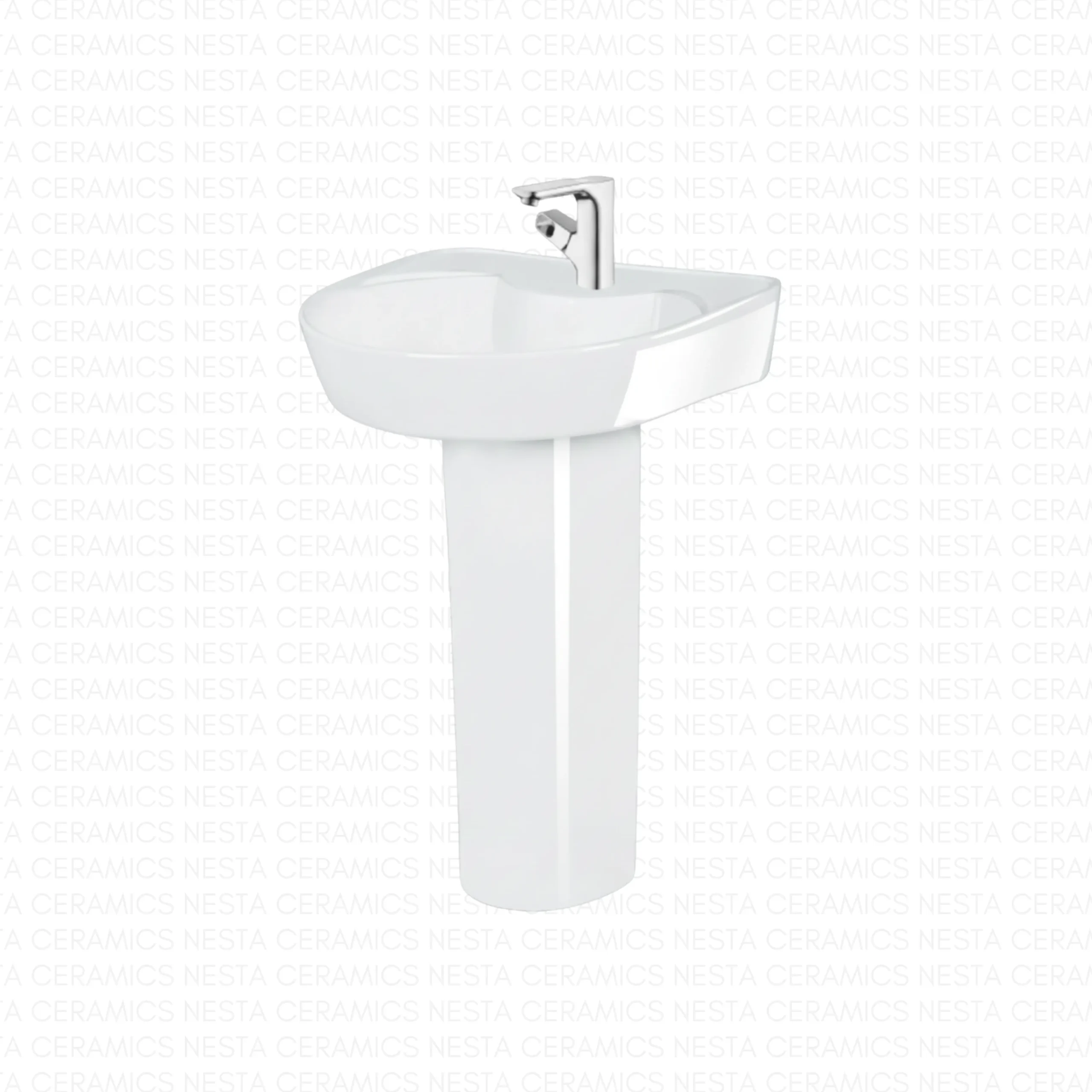 Smooth cylindrical pedestal washbasin